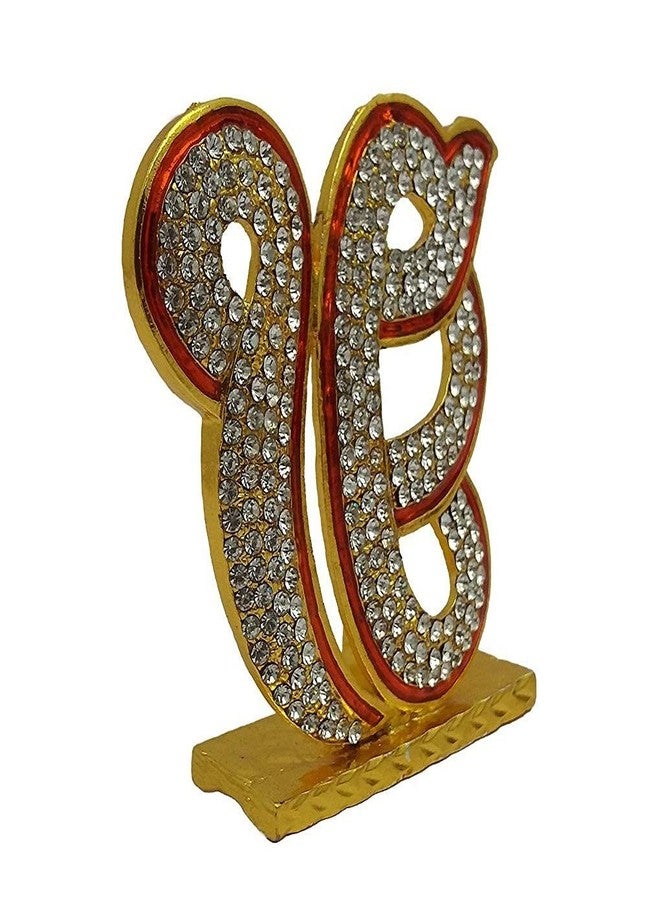 GCT Sikh Religious Symbol EK Onkar Idol IK Onkar Idol (B-35) Red Gold Metal Statue for Home Décor Car Dashboard Mandir Pooja Murti Temple Puja Office Table Showpiece - Image 3